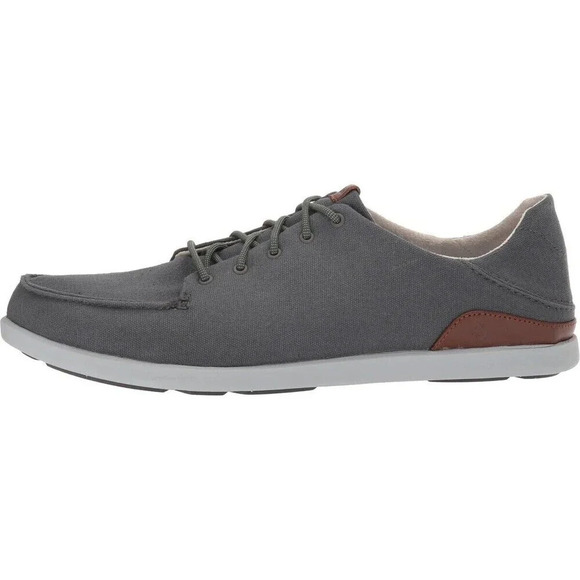 OluKai Manoa Mens 10.5 Casual Oxfords Lace Up Shoes Canvas Slip On Gray Comfort - Picture 12 of 12